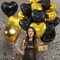 12-Pack 18in Black & Gold Heart Foil Balloons – Mylar Party Decor for Birthday, Wedding & Baby Shower